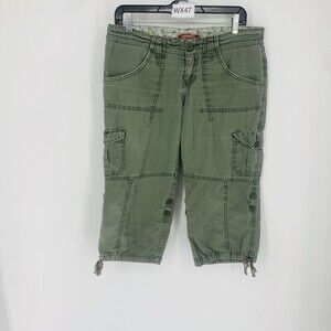 Vintage Unionbay Y2K Low Rise Cargo Capri Pants Army Green Cotton Size 9
